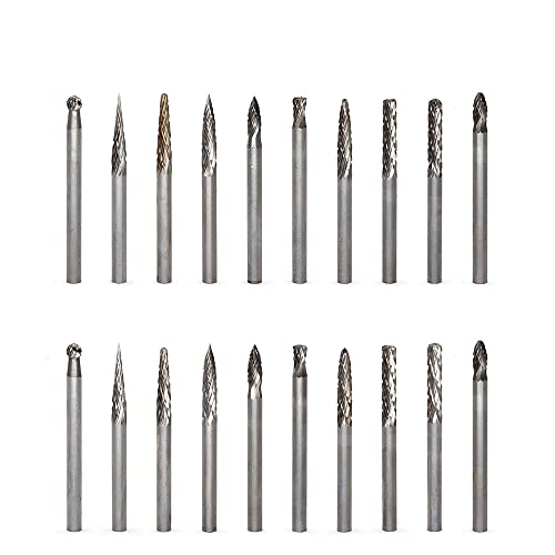 20pcs Solid Carbide Burr Set 0.118‘’（3mm） Shank