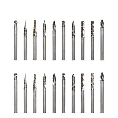 20pcs Solid Carbide Burr Set 0.118‘’（3mm） Shank