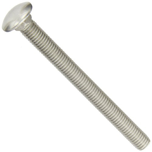 18-8 Stainless Steel Carriage Bolt, Plain Finish, Square Neck, Round Head, Meets ASME B18.5/ASTM F593, 1" Length, Fully Threaded, 1/4"-20 UNC Threads (Pack of 25)