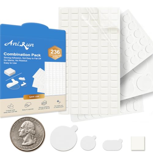 Double Sided Adhesive Dots, Multi-Size Removable & Clear,236 Dots.Includes Poster Putty.Removable and Clear, Sticky Tack for Holiday Decorations, Balloons & Crafts, Prevent Falling,Museum Putty - size: 4