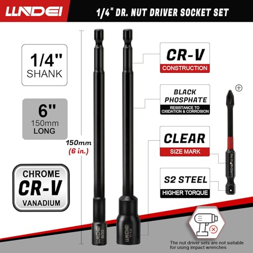 LLNDEI 1/4" Drive Socket Set & Nut Driver Set with Ratchet 38Pcs SAE 5/32" - size: 38PCS SAE