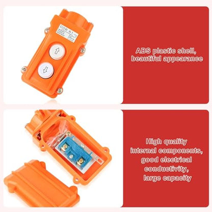 COB-61 Crane Control Pendant Station (6PCS) — Dual-Button Hoist Push Switch (Up/Down), Orange, 5A/2A, 250VAC+500VAC, 12x6.5x5cm