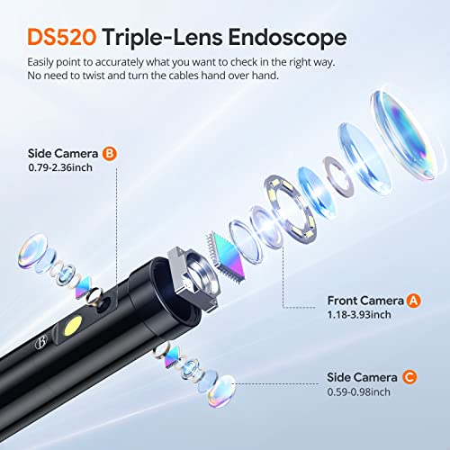 DEPSTECH 50FT Endoscope Camera, Triple Lens 5" IPS Screen Inspection Camera