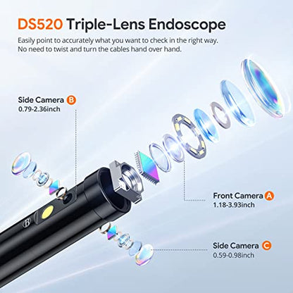 DEPSTECH 50FT Endoscope Camera, Triple Lens 5" IPS Screen Inspection Camera