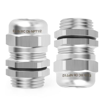 2pcs 1/2"NPT Stainless Steel Cable Gland, Metal Waterproof Cable Gland, Adjustable Cable Gland Protectors 8-12mm - color: With Nuts, size: 1/2"NPT