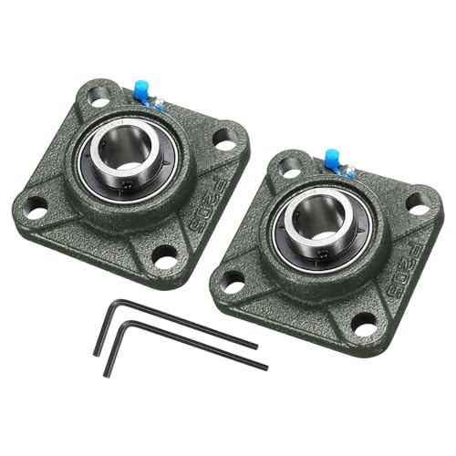 uxcell 2pcs UCF205-15 Pillow Block Bearings 15/16 inch Bore Self Alignment, Solid Cast Iron Base Square Flange Mounted Chrome Steel Bearings - size: UCF205-15