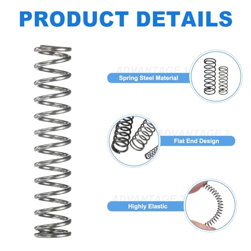 Generic 10Pcs Compression Spring, 4mm OD, 0.5mm Wire Size, 20mm Free Length, Spring Steel Construction Extended Mechanical Compression Springs for Shop and Home Repairs, Silver Tone