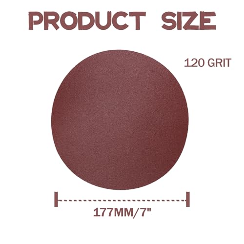 Bonsicoky 7 Inch Sanding Disc Sandpaper, 120 Grit, 30 Pcs - style: 30 Pcs 120 Grit