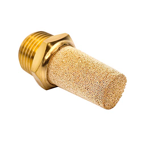 Beduan 3 Pcs Pneumatic Brass Exhaust Muffler Filter, 3/8" Male Thread Hex Sintered Silencer Air Line Fitting - size: 3/8" NPT (3 Pcs)