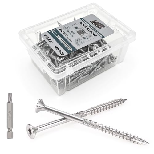 #10x2inch Stainless Steel Deck Screws 180 PCS Wood Screws with T25 Star Bit - size: #10*2"-180pcs