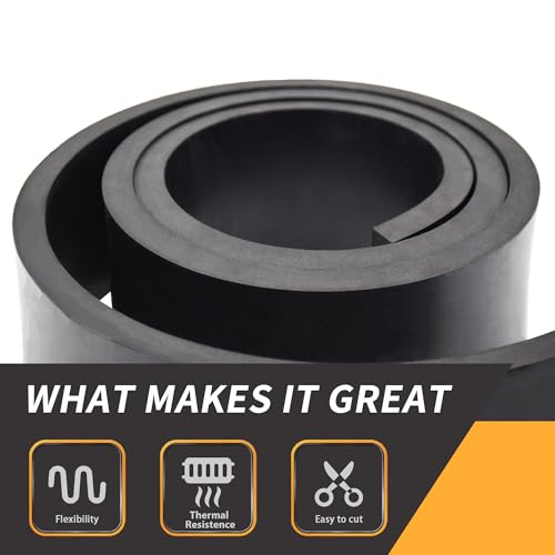 1/2 Inch Thick Neoprene Rubber Strips and Heavy-Duty Solid Rubber Rolls, Sheet for DIY Gasket, Warehouse, Pads, Seals, Weather Stripping, Flooring (3 Inch Wide, 5 Feet Long) - size: 3” Wide x 1/2" Thick x 5' Long