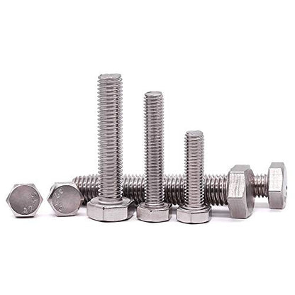 M10-1.5 x 20mm Stainless Steel Hex Bolts, 304 Stainless Steel 18-8, Hex Drive, Full Thread, Coarse Thread UNC, Plain Finish, 10 PCS - size: M10-1.5 x 20mm