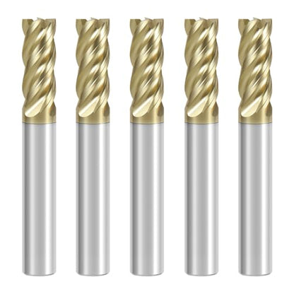 5/16" Carbide End Mill Set Unequal Helix Design for Steel (5PCS) - size: 5/16 in