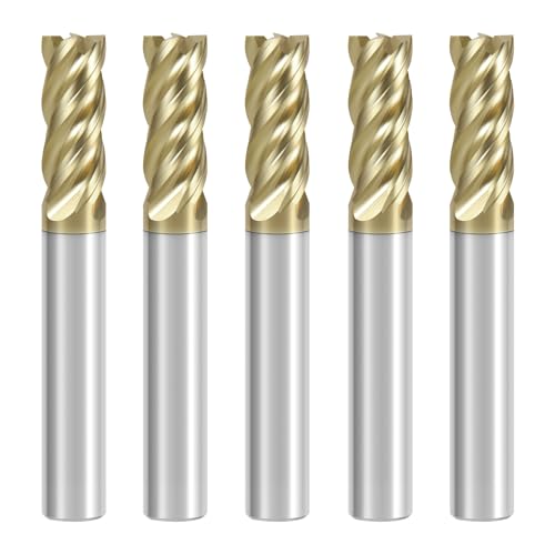 5/16" Carbide End Mill Set Unequal Helix Design for Steel (5PCS) - size: 5/16 in