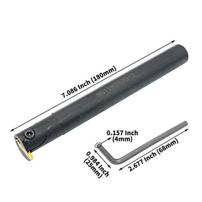 3/4" Internal Grooving Tool MGIVR2520-3 Boring Bar Lathe Turning Tool Holder 20mm Shank Grooving Cut-Off Cutter with 1PCS MGMN300 (3mm Width) Carbide Inserts for Metal CNC Machine Tools