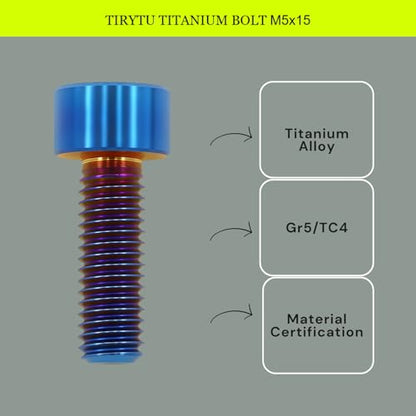 Titanium Bolts M5x15mm Hex Socket Cap Screw, Burnt Blue - color: Burnt Blue, size: M5X15