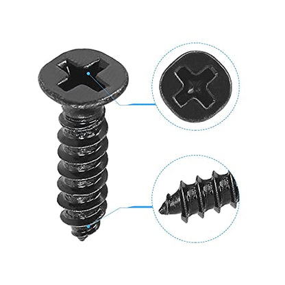 uxcell M4 x 16mm Wood Screws Phillips Flat Head Carbon Steel Self Tapping Screws Black 200pcs - size: M4 x 16mm