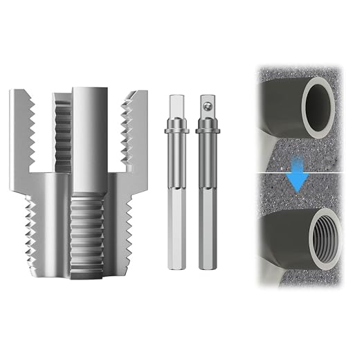 HUHAO Integrated Internal & External Pipe Threading Tool with 1/2'' & 3/4'' Dies, Electric Drill Compatible 2 in 1 Pvc Pipe Threader Kit, Dual-Function Pipe Thread Cutting Tool,1/2" - size: 1pc(1/2")