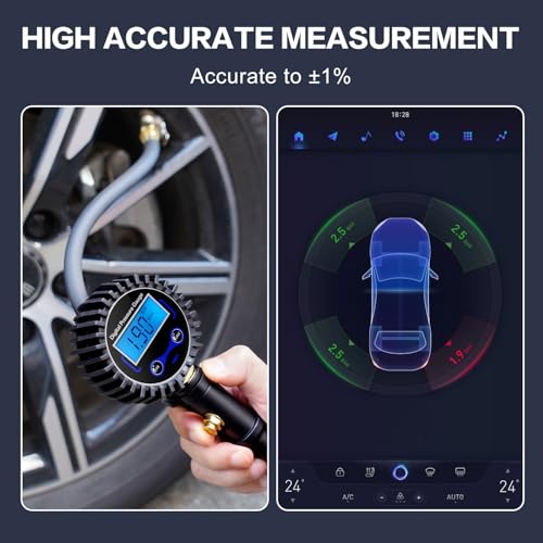Digital Tire Pressure Gauge with Inflator 250 PSI - size: 1 Pack Full Kit