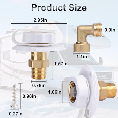BFXM RV City Water Inlet with Hose Elbow, RV Water Inlet Connection White - color: white