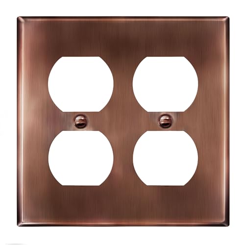 ENERLITES Double Duplex Receptacle Metal Wall Plate, 2-Gang Antique Copper - color: Antique Copper, size: Standard Size