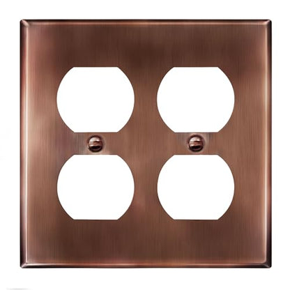 ENERLITES Double Duplex Receptacle Metal Wall Plate, 2-Gang Antique Copper - color: Antique Copper, size: Standard Size