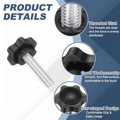 uxcell 10Pcs 1/4"-20 Star Knobs 1.2" Threaded Stud Male Clamping Knobs - size: 1/4"-20, 1.2"