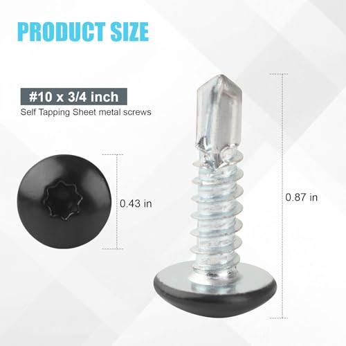 Enclosed Trailer Screws Self Tapping Black 100 Pack #10 x 3/4 Inch - color: Black, size: #10 x 3/4 Inch