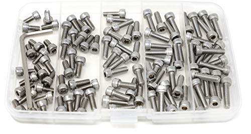iexcell 100 Pcs M4 x 8/10/12/14/16mm Thread Pitch 0.7 mm Stainless Steel 304 Hex Socket Head Cap Screws Bolts Assortment Kit - size: M4 x 8/10/12/14/16mm