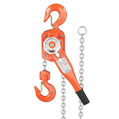 Manual Lever Chain Hoist 3 TON 6600 LBS Capacity 10FT Lift 2 Heavy Duty Hooks Commercial Grade Steel for Lifting Pulling Construction Building Garages Warehouse Automotive Machinery - size: 3T 6600lb 10FT