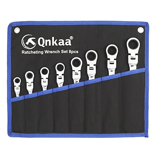 Qnkaa 8pcs Flexible Ratchet Wrenches Set SAE 5/16” to 3/4“ - size: SAE 8pcs
