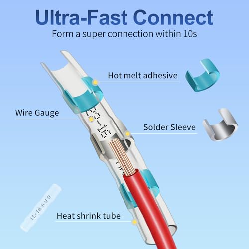 ZIPCCI 180Pcs Solder Seal Wire Connectors - Heat Shrink Butt Connectors Kit, Waterproof Marine Wiring Splice Terminal Gauge, Electrical Crimp, Trailer Wire - Heat Shrink Wire Connectors