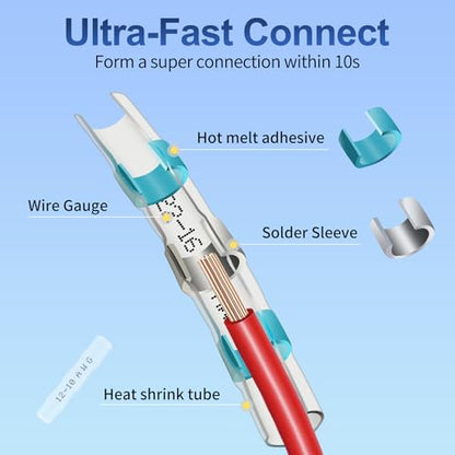 ZIPCCI 180Pcs Solder Seal Wire Connectors - Heat Shrink Butt Connectors Kit, Waterproof Marine Wiring Splice Terminal Gauge, Electrical Crimp, Trailer Wire - Heat Shrink Wire Connectors