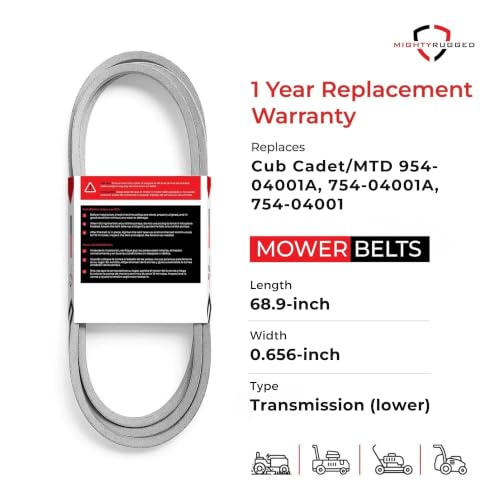 MightyRugged 954-04001A Lower Transmission Belt for MTD Troy-Bilt Pony - size: 68.9 in x 0.656 in