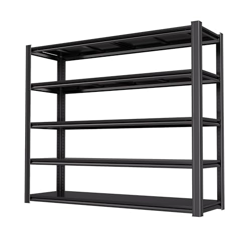 5-Tier Heavy Duty Garage Shelving, 5,000 lbs Capacity Adjustable Metal Storage Shelving Unit for Garage, Basement, Warehouse & Workshop, 62" W x 24" D x 72" H - size: 5T 62 "W x 24 "D x 72 "H