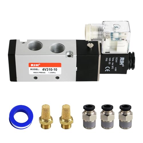 RIH Pneumatics Solenoid Valve 4V310-10 12V/24V/110V Series Single Coil Pilot-Operated Electric 2 Position 5 Way Connection Type (DC24V/Junction Box, 3/8"NPT) - size: DC24V/Junction Box, style: 3/8"NPT