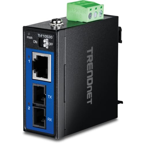 TRENDnet Industrial 100Base-FX Single-Mode SC Fiber Converter, TI-F10S30, - style: 30 KM