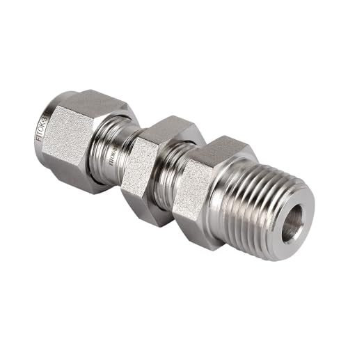 316 Stainless Steel Bulkhead Connector 1" Tube OD x 1" Male NPT Compression Fitting 4700 psi, SS-BCM-FL16-NS16 - size: 1" OD x 1" MNPT