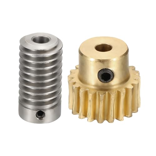 uxcell Worm Gear Set 20T 1:20 Reduction Rate1045 Steel Rod 6mm Bore - size: Gear-4mm, Rod-6mm Bore, style: 0.8M-20T