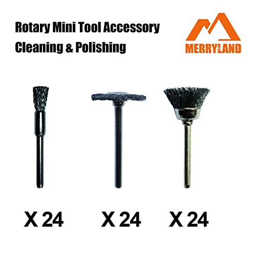 Merryland 72 Pack Wire Brush Steel Brush for Dremel Mini Brush - size: Mixed Brush