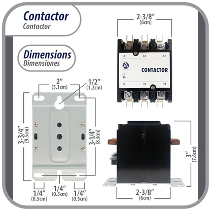 Appli Parts APAC-330120 Heavy Duty Contactor 3 Poles 30A 120V Coil Replacement for AC Compressors and Electrical Applications UL Certified E476929 - size: 3 Pole / 30A / 120V