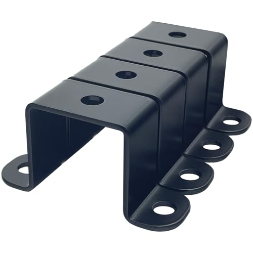 4 PCS 1.5x1.5" Square Tube Strap Clamps, 1.5 inch pipe strap, metal u clamp bracket for mounting,Powder Coated Black - size: 1.5x1.5"
