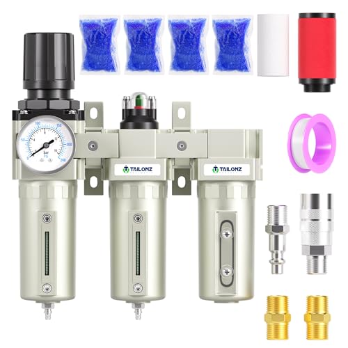 TAILONZ 1/2"NPT 3-Stage Compressed Air Dryer System Manual Drain - color: 3 Stage, size: 1/2" NPT/Munual Drainage