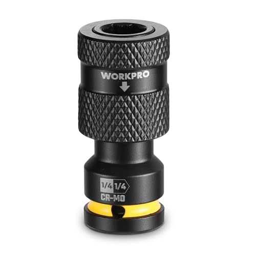WORKPRO 1/4" Square Drive to 1/4" Hex Quick Release Socket Adapter, CR-MO - size: 1/4 inch