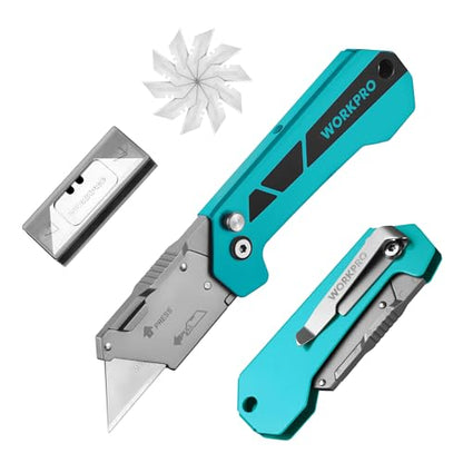 WORKPRO Box Cutter, Utility Knife, Blue - color: Blue