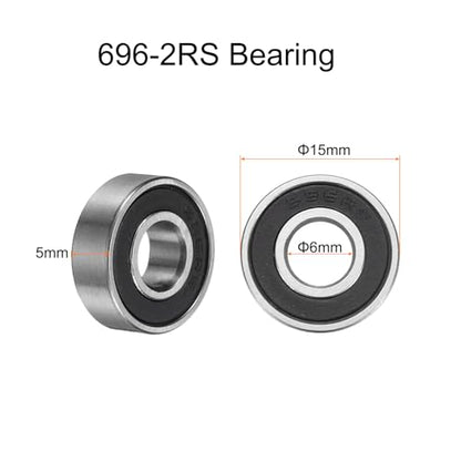uxcell 10pcs 696-2RS Bearing 6x15x5mm, Chrome Steel, Miniature, ABEC3 - size: 696-2RS