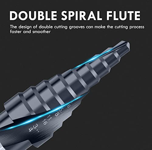 1/4"-3/4" Double Sprial Flute M35 Cobalt Step Drill Bit - size: 1/4"-3/4"(2 Flute)