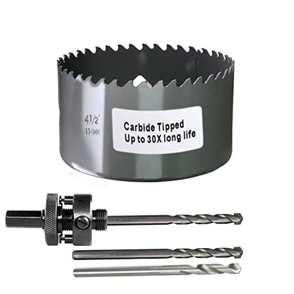 4-1/2” 114mm Inch Carbide Hole Saw Cutter Multi-Purpose Hole Saw Bit for Hardy Plank MDF Air Brick Nail Embedded Wood 2.36” Depth Up to 30X More Cuts - color: 4-1/2"(114mm)