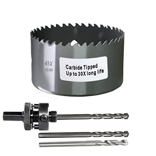 4-1/2” 114mm Inch Carbide Hole Saw Cutter Multi-Purpose Hole Saw Bit for Hardy Plank MDF Air Brick Nail Embedded Wood 2.36” Depth Up to 30X More Cuts - color: 4-1/2"(114mm)