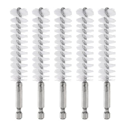 HARFINGTON 5Pcs Nylon Bore Brush 18mm Dia Cleaning Twisted Wire Brush Tube Pipe Cleaner with Handle 1/4 Inch Hex Shank for Tubes, Ports, Bearings - size: 18mm